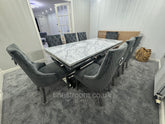 Grey Ariana Dining Table With Round Knocker Dark Grey Majestic Chairs