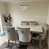 Cream Louis Dining Table With Mink Shimmer Majestic Chairs