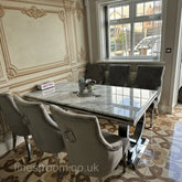 Grey Ariana Dining Table With Dark Grey Valencia Chairs