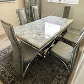 Grey Arial Dining Table with Grey Veronica Chairs