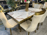 Pandora Charisma Gold Table With Cream Gold Samantha Chairs
