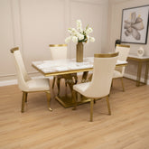 Pandora Charisma Gold Table With Cream Gold Samantha Chairs