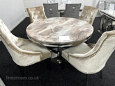 1.3m Round Beige Chelsea with Mink Valencia Chairs