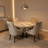 1.3m Round Beige Chelsea with Mink Valencia Chairs