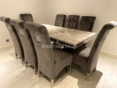 Grey Arial Dining Table With Dark Grey Sofia Chairs