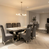Grey Arial Dining Table With Dark Grey Sofia Chairs