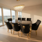 Black Gold Louis Dining Table With Black Gold Majestic Chairs