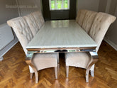 Cream Louis Chrome Dining Table with Mink Sofia Chairs