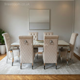 Cream Louis Chrome Dining Table with Mink Sofia Chairs
