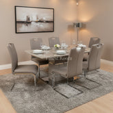 Extendable Cappuccino Milan Dining Table with Milan Chairs