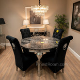 1.3m Round Black Louis with Black Sofia Chairs