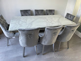 White Arial Dining Table With Light Grey Valencia Chairs
