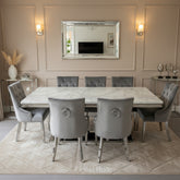 White Arial Dining Table With Light Grey Valencia Chairs