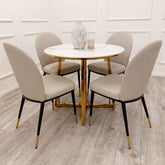 Juno Gold Dining Table with 4 Etta Beige Chairs - Finestroom