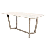 White Lucein Dining Table With Light Grey Majestic Chairs