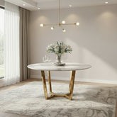 Lucien Gold 1.2 m Round Dining Table with Sintered Stone Top