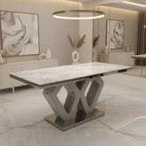 Majestic Grey Marble Dining Table - Finestroom