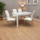 Morano White Dining Set with 4 Chairs - Finestroom