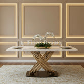 Orion Gold 1.8 m Dining Table with Polar White Sintered Stone Top