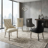 2 x Majestic PU Leather Dining Chairs - Midnight Black, Cream, Grey