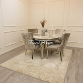 Pandora Gold Round Louis with 4 x Beige Shimmer Valentino Chairs - Finestroom