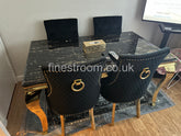 Black Gold Louis Dining Table With Black Gold Ring Knocker Majestic Chairs