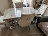 Light Grey Ariana Dining Table With Silver Majestic Chairs