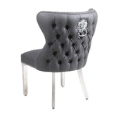 Valentino Leather Dining Chairs- Hudson Grey