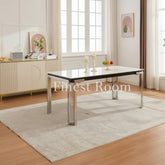 White Sorrento Chrome Dining Table
