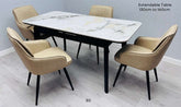 Arizona Cream Gold Extendable Dining Table With Monza/Palermo PU Beige Dining Chairs