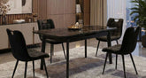 Arizona Black Gold Extendable Dining Table With Monza/Palermo PU Black Dining Chairs