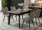 Arizona Grey Extendable Dining Table with Monza/Palermo PU Leather Effect Grey Dining Chairs