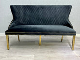 Victoria Shimmer Fabric Bench- Black& Gold