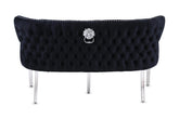 Valentino Plush Velvet Bench- Black