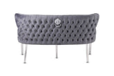 Valentino Plush Velvet Bench- Dark Grey