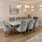 Grey Arial Dining Table With Silver Valencia RK Chairs