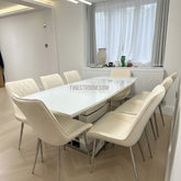 White Extendable Milan Dining Table With Cream Mortiz Chairs