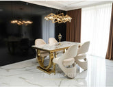 Kata Gold Ariana Gold Dining Table With Cream Gold Santorini Chairs