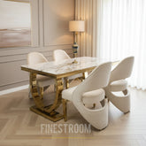 Kata Gold Ariana Gold Dining Table With Cream Gold Santorini Chairs