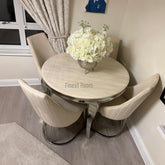 Cream Louis Round Dining Table With Cream Lasco Chairs