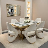 Cream Elina Gold Dining Table With Cream Santorini Chairs