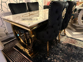 Kata Gold Ariana Dining Table With Victoria Black Gold LK Chairs