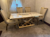 Elina Gold Table With Samara Cream Gold Chairs