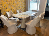 Monaco Sintered Stone Extending Table With Maryland Swivel Chairs