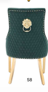 Green Gold Majestic Lion Knocker Chairs