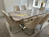 Beige Arial Dining Table With Cream Silver Lasco Chairs