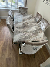 Beige Ariana Dining Table With Mink Roma Chairs
