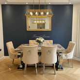 Beige Ariana Dining Table With Mink Valencia Chairs