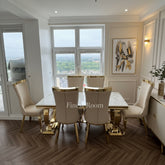 Kata Gold Ariana Dining Table With Cream Gold Miami Chairs