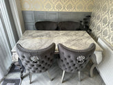 Grey Louis Dining Table With Dark Grey Valentino Chairs